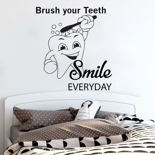 Teeth Quote Wall Decal Heath Care Wall Sticker Bathroom Decor Dentist Smile Vinyl Wall Mural Teeth Quote Decals AY1199